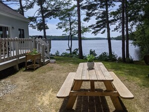 Picnic table with beautiful lake views
