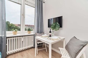Dining table in the living room. 
