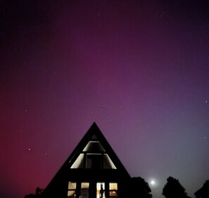 Northern Lights viewable from the cabin during May 10, 2024 solar storm