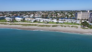 Aerial view of complex, bldg A on right