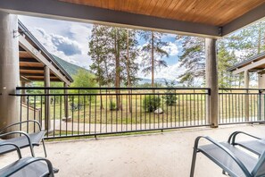 Private deck with outdoor seating.