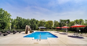 Outdoor  Pool with Slide and Gazebo.