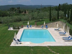 Water, Swimming Pool, Sky, Plant, Azure, Rectangle, Shade, Chair, Outdoor Furniture, Tree