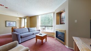 Living and Dining area with gas fireplace