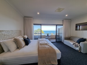 Bedroom 1: Top level, gorgeous views & very private. 50" Smart TV. 