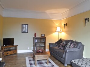 Living room with TV | Dallas Brae, Grantown-on-Spey