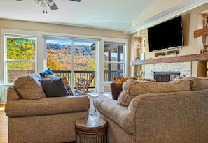 Cozy and Warm Seating in the Living Room Overlooking the Hills