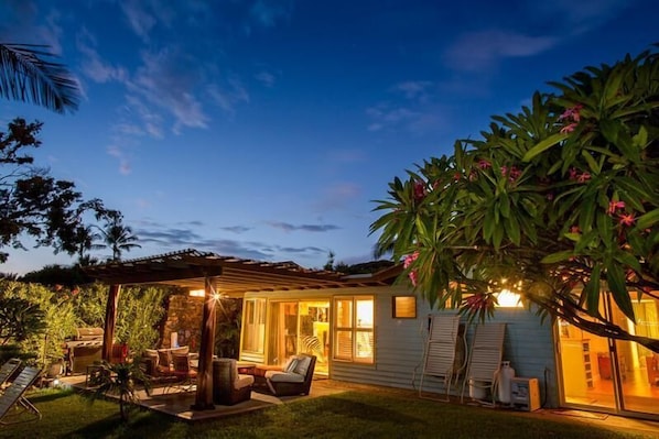 Early evening view of rear of home