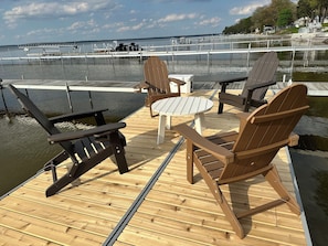 This is your own deck on the lake.