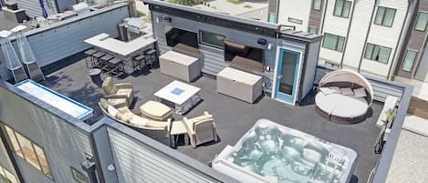 Memories are made on the rooftop with the private hot tub ready and waiting for you. Who’s ready to come and stay in this fun filled home?