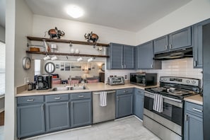 Kitchen is open to living area 