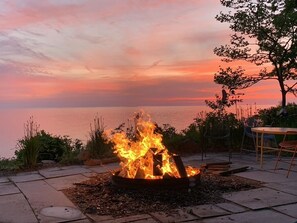 Fire pit and sunset