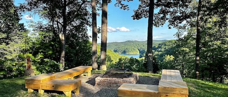 Firepit with view of Cave Run Lake