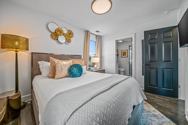 Luxurious queen-sized bed where you can relax from all the fun you'll have :)