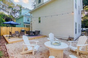 Private Firepit off Backyard Deck