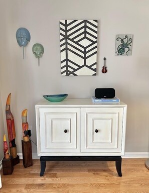 Living room, including Bluetooth speaker for streaming your tunes