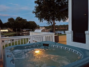 Take a dip in the hot tub as the sun goes down.