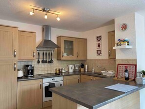 The kitchen has everything you need to self cater on holiday