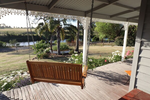 Front deck with vast river views 