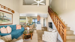 Hanalei Bay Resort #33034 - Living Room & Upper Level Loft
