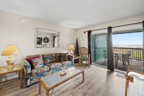 The ocean front living room is fabulous for movie night with the family.