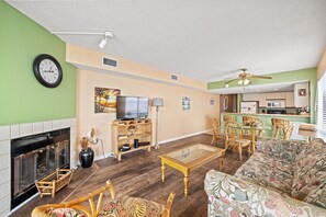 The ocean front living room is fabulous for movie night with the family.