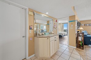 This oceanfront condo is comfortably and beautifully decorated!