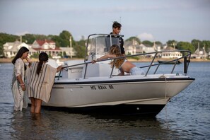 Boat anchored @ Onset Beach Compound Beach