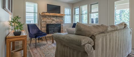 Cozy Living Room with Gas Fireplace