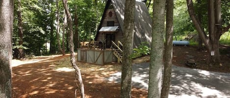 Secluded solar A-frame cabin