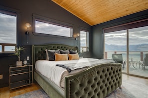 Primary bedroom with stunning views of the Absaroka mountains and Yellowstone River.