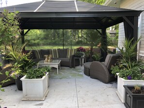 Screened-in gazebo/patio area