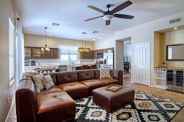 Hang out with your friends or group in the family room.