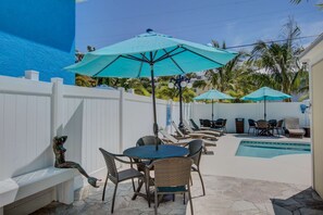 Plenty of seating pool side.  Shade or sun we have you covered.