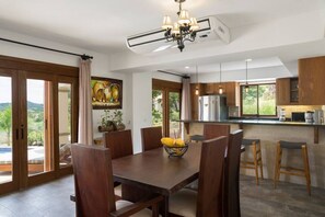 Open concept interior with luxury, brand new furnishings