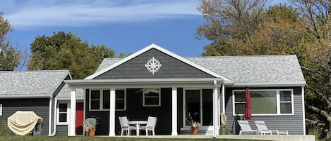 Front of the house and patio. 