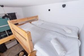 Comfortable mezzanine double bed.
