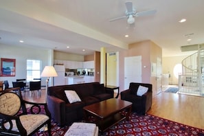 Another View of Living Room with Spiral Staircase