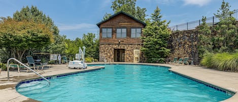 We love our pool--just steps out the front door of our cabin!!