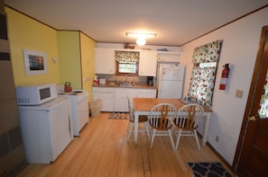 Kitchen - Coffee maker, Dishes & utensils, Microwave, Oven, Pantry items, Refrigerator, Stove, Toaster