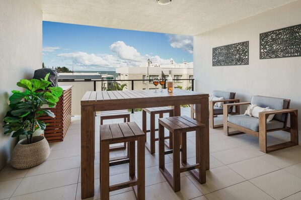 Enjoy the amazing sea views from the balcony.