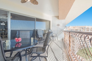 dining table and view from the patio