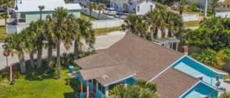 Aerial view of Capo's cottage, 1/2 block to beach.