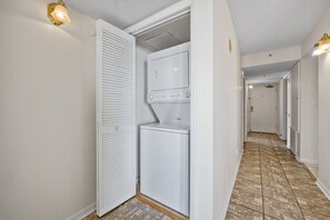 Pack light with a washer and dryer in the unit.