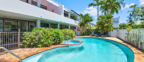 Pool with heated spa