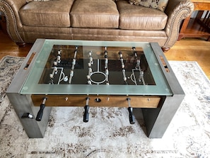 New Foosball coffee table for your family to enjoy! Let the fun begin!