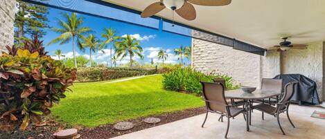 Private lanai with garden views