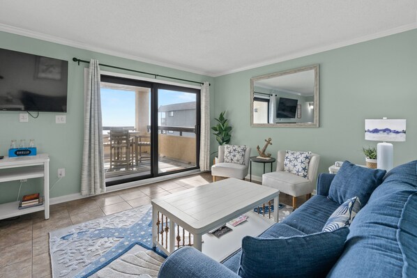 Enjoy the ocean view from the living room.