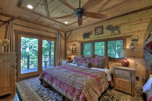 Hunter Themed Bedroom with spectacular views from front porch.