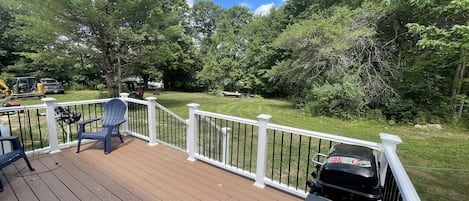 Rear Deck for barbecues looking across rear yard.